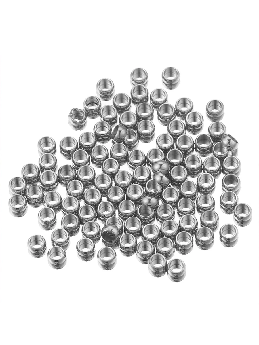 100 Pieces Stainless Steel Ball Crimp End Beads Folding Stop Positioning Buckle Spacing Beads Beads For DIY Jewelry Making Accessories Wholesale - Silver - View 1