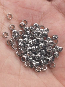 100 Pieces Stainless Steel Ball Crimp End Beads Folding Stop Positioning Buckle Spacing Beads Beads For DIY Jewelry Making Accessories Wholesale - Silver - View 3