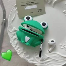 Creative Frog Design Apple AirPods Case Bluetooth Cover Without Earphones - Green - View 4