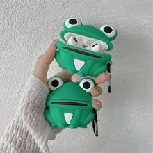 Creative Frog Design Apple AirPods Case Bluetooth Cover Without Earphones - Green - View 5