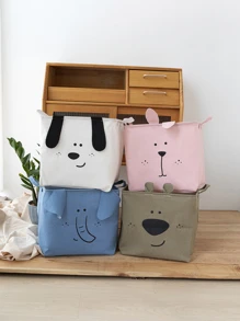 1 PC Vải Hoạt Hình Hộp Bảo Quản Đa Năng Có Thể Gập Lại Cho Đồ Chơi, Đồ Ăn Nhẹ Và Các Vật Dụng Khác - xanh quân đội - Xem 1