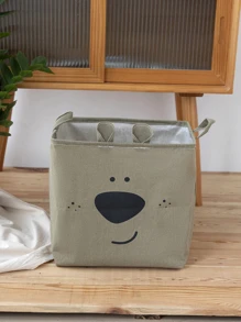 1 PC Vải Hoạt Hình Hộp Bảo Quản Đa Năng Có Thể Gập Lại Cho Đồ Chơi, Đồ Ăn Nhẹ Và Các Vật Dụng Khác - xanh quân đội - Xem 2