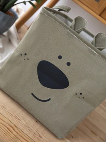 1 PC Vải Hoạt Hình Hộp Bảo Quản Đa Năng Có Thể Gập Lại Cho Đồ Chơi, Đồ Ăn Nhẹ Và Các Vật Dụng Khác - xanh quân đội - Xem 4