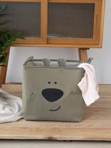 1 PC Vải Hoạt Hình Hộp Bảo Quản Đa Năng Có Thể Gập Lại Cho Đồ Chơi, Đồ Ăn Nhẹ Và Các Vật Dụng Khác - xanh quân đội - Xem 5