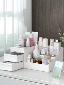 抽屜式化妝品收納盒首飾盒口紅口罩收納架展示架 - 粉色 - 查看 2