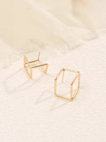 10 cái/bộ Bông tai hình học khối lập phương 3D Tone - Vàng - Xem 2