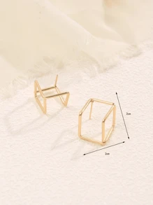 10 cái/bộ Bông tai hình học khối lập phương 3D Tone - Vàng - Xem 4