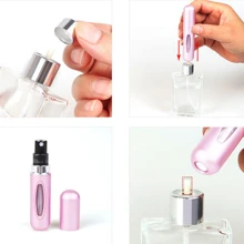 1片新款5ML香水霧化器便攜液體容器適用於化妝品旅行迷你鋁噴霧空可再裝瓶適合旅行適合女士適用於學生禮物適用於朋友們適用於度假假期 - 淺粉色 - 查看 2