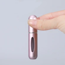 1片新款5ML香水霧化器便攜液體容器適用於化妝品旅行迷你鋁噴霧空可再裝瓶適合旅行適合女士適用於學生禮物適用於朋友們適用於度假假期 - 淺粉色 - 查看 5