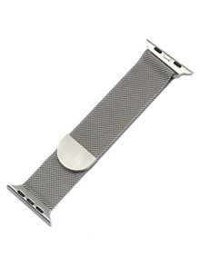 1条男女通用经典金属磁吸米兰尼斯网状表带,运动时尚,兼容 Series 11、Series 10、Series 9,尺寸45mm、49mm、38mm、40mm、41mm、42mm、44mm、46mm,兼容 Ultra/SE/11/10/9/8/7/6/5/4/3/2/1,时尚银色智能手表表带,兼容表带 - 銀色 - 查看 3