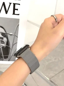 1条男女通用经典金属磁吸米兰尼斯网状表带,运动时尚,兼容 Series 11、Series 10、Series 9,尺寸45mm、49mm、38mm、40mm、41mm、42mm、44mm、46mm,兼容 Ultra/SE/11/10/9/8/7/6/5/4/3/2/1,时尚银色智能手表表带,兼容表带 - 銀色 - 查看 4