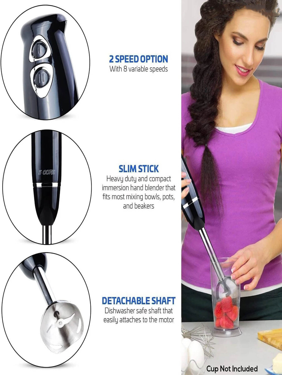 Handheld Blender, Electric Hand Blender 8Speed 500W, Immersion Hand