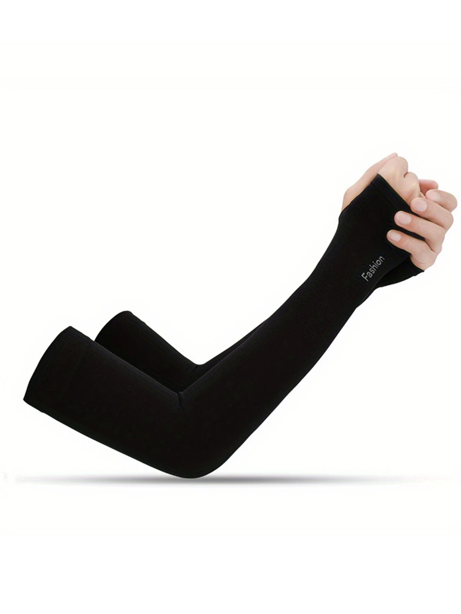 防曬抗UV 1對黑色聚酰胺單車冰袖，提供紫外線保護