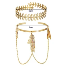 Set de 2 brazaletes ajustables con hoja y borlas de metal, estilo de resort de verano
