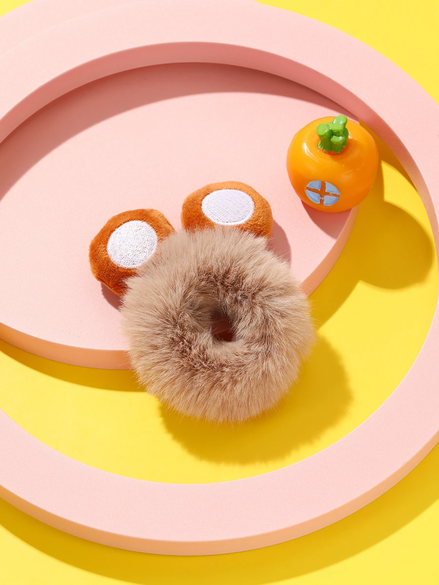 1 pieza Coletero de peluche con orejitas de oso de dibujos animados lindo - Marrón - Ver 1