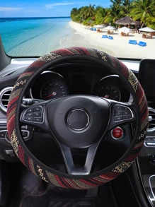 MEIKAXIU 幾何樣式透氣汽車方向盤套 - 彩色 - 查看 3