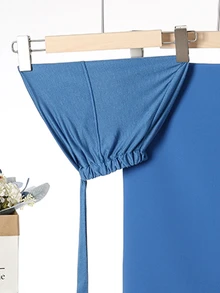 素色頭巾帽和圍巾 - 霧霾藍 - 查看 2