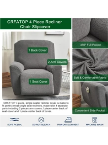 1pc Waterproof Jacquard Recliner Chair Cover