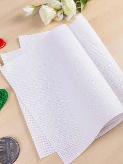 2pcs 11ct White Cross Stitch Pre-Printed Fabric Embroidery Cloth, 30*45cm/30*30cm Size