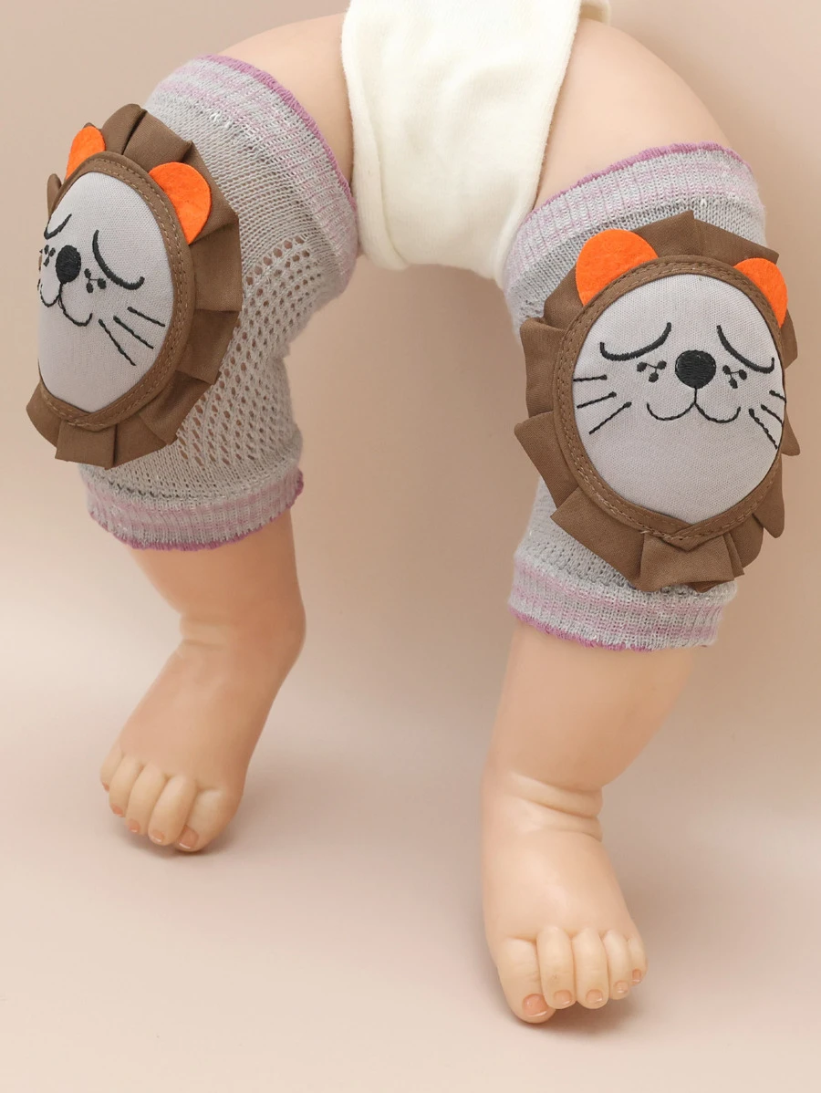 Bebé 1 par Rodillera con dibujos animados león con diseño de parche - Multicolor - Ver 1