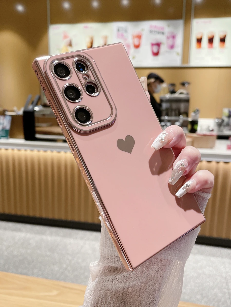 Telefoonhoesje met hartpatroon - Roze - Bekijken 1