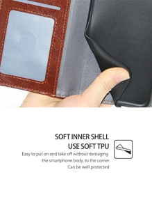 Snap Button Wallet Phone Case - Brown - View 8