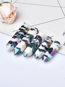 1Pc Natural Aura Stone Crystal Point Healing Obelisk Black and White Zebra Quartz Wand Beautiful Ornament for Home Decor Pyramid - aura zebra - View 4