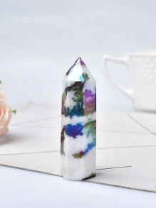1Pc Natural Aura Stone Crystal Point Healing Obelisk Black and White Zebra Quartz Wand Beautiful Ornament for Home Decor Pyramid - aura zebra - View 6