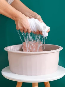 1pc Durable Round Washing Bowl For Clothes And Vegetables - Blue - View 1