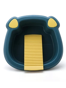 1pc Durable Round Washing Bowl For Clothes And Vegetables - Blue - View 7