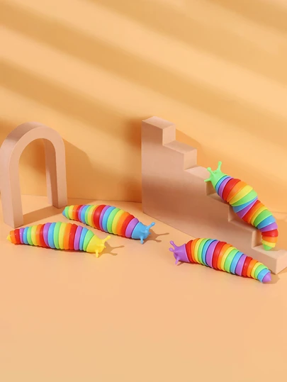 1入組塑料手指陀螺，有趣的毛毛蟲設計減壓玩具，適用於兒童學生文具，學校用品