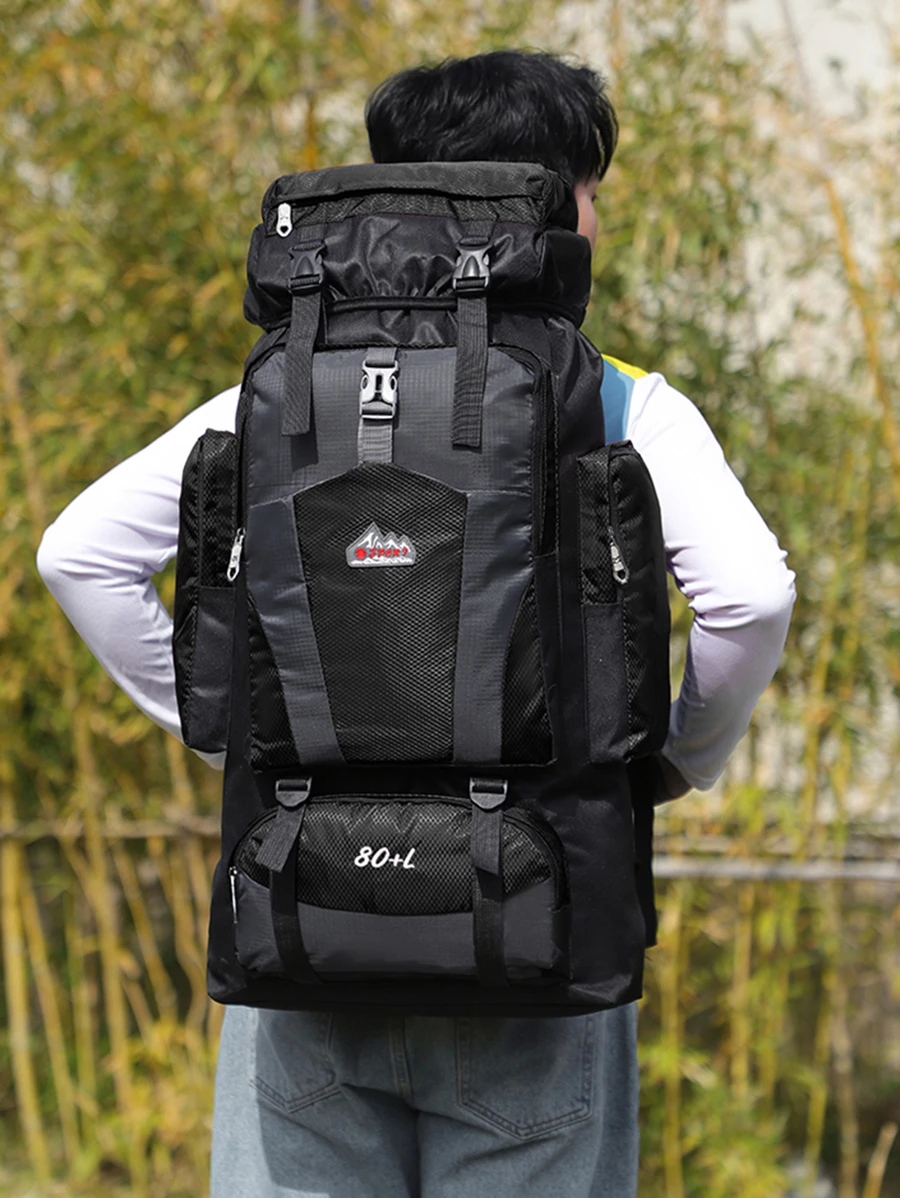 Mochila preta impermeável multifuncional leve de grande capacidade, mochila escolar, mochila escolar para o dia a dia, mochila para laptop, bolsa para computador, mochila para livros, estojo para lápis, mochila para professor, mochila de Natal, mochila para laptop de volta às aulas, capa para praia, mochila esportiva, mochila para caminhadas, mochila de fim de semana, mochilas, bolsa grande, bolsa de praia para férias de primavera, bolsa de viagem - Preto - Ver 1