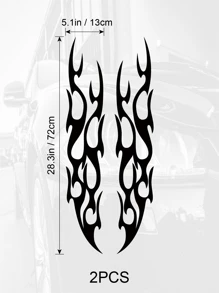 黑色2入組炫酷反光汽車貼紙火焰火焰賽車引擎蓋車身貼花 - 黑色 - 查看 3