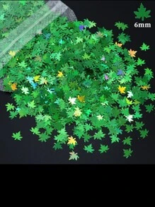 克袋全像反光綠色楓葉美甲裝飾亮片 - 綠色 - 查看 1