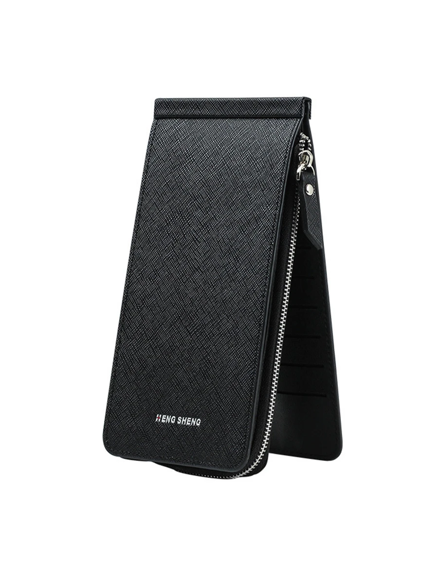 PU皮革極簡錢包卡包皮夾帶錢和卡卡槽,多功能和適用於生日,朋友,媽媽禮品,日常使用,男士,女士和學生 - 黑色 - 查看 1