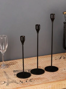1PC Kim Loại Đơn Đầu Sắt Nghệ Thuật Chân Nến Trang Trí Máy Tính Để Bàn Phòng Khách - màu đen - Xem 6
