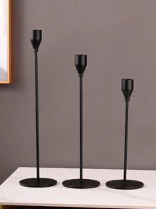 1PC Kim Loại Đơn Đầu Sắt Nghệ Thuật Chân Nến Trang Trí Máy Tính Để Bàn Phòng Khách - màu đen - Xem 4