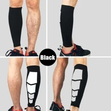 1 Bộ Thể Thao Bắp Chân Nén Tay Chống Tia UV Bảo Vệ Chân Giảm Đau Bảo Vệ Ống Chân Chạy Đi Xe Đạp Bóng Rổ Bóng Chuyền Quần Vợt - Đen và trắng - Xem 2