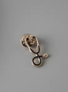 Men Stethoscope Design Brooch - Gold - View 1