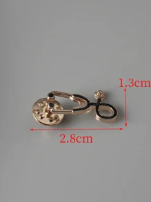 Men Stethoscope Design Brooch - Gold - View 5