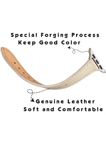 1条女士真皮表带，兼容 Ultra/SE/8/7/6/5/4/3/2/1，纤薄设计，尺寸38/40/41/42/44/45/49毫米 - 米色 - 查看 3