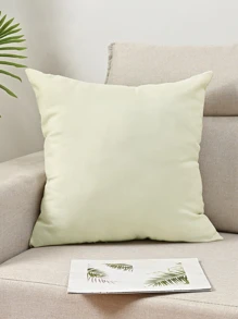 1pc Solid Color Linen Decorative Pillow Cover For Living Room, Bedroom (pillow Core Not Included), Simple Style - Beige - View 1