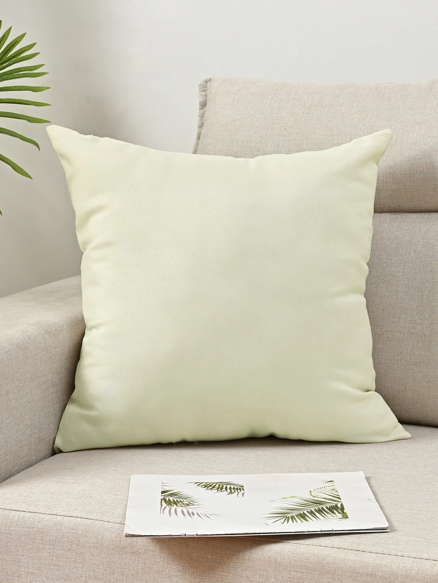 1pc Solid Color Linen Decorative Pillow Cover For Living Room, Bedroom (pillow Core Not Included), Simple Style - Beige - View 1