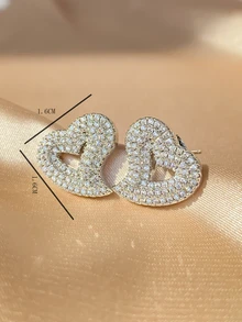 rakol 2入組歐美精美輕奢空心立方體裝飾女士們耳環 - 銀色 - 查看 7