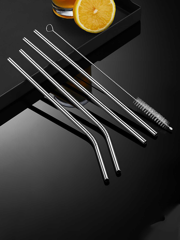 1 set de pailles en acier inoxydable et de brosses de nettoyage, fournitures de cuisine et scolaires, cadeau de Noël