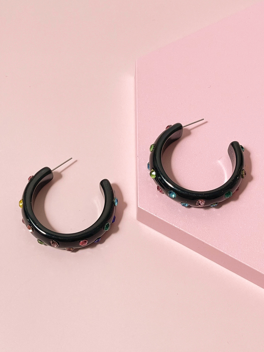 1pair Cshaped Polyresin Earrings For Women SHEIN UK