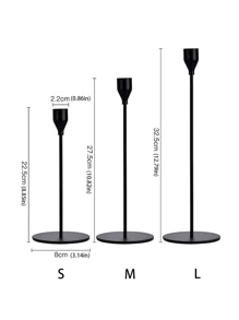 1PC Kim Loại Đơn Đầu Sắt Nghệ Thuật Chân Nến Trang Trí Máy Tính Để Bàn Phòng Khách - màu đen - Xem 2