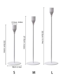 1pc White Metal Single Head Iron Art Candlestick For Living Room Table Decoration - White - View 2