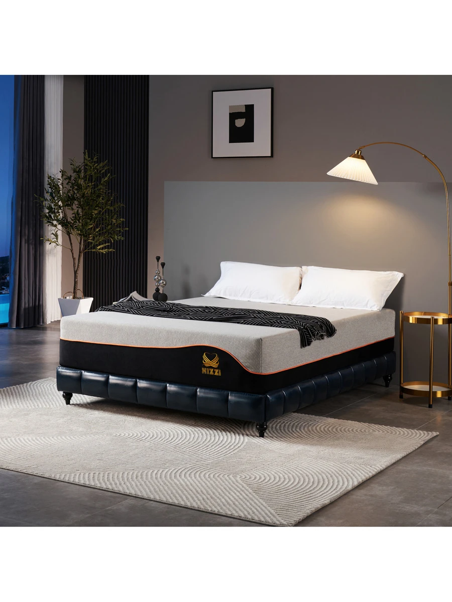 Ovios 12 Inch King Mattress, Medium Firm Hybrid Mattress Cooling Gel Memory Foam Mattress In A Box - Black - View 1