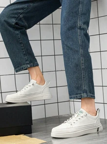 Men Letter Graphic Ren Up Design Giày thể thao nhẹ thoáng khí, Giày trượt băng thể thao cho hoạt động ngoài trời - Màu be - Xem 7